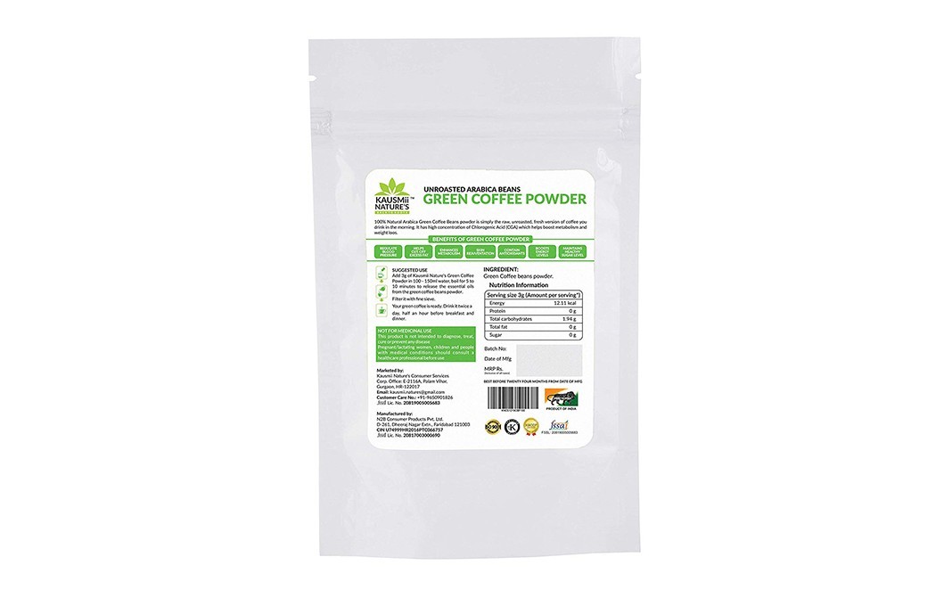 Kausmii Nature's Unroasted Arabica Beans Green Coffee Powder   Pack  100 grams